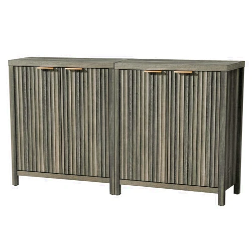 OAKHAM HOME Oxford Storage Cabinet Fluted Sideboard Buffet Cabinet with Adjustable Shelves Modern Accent Cabinet Console Credenza Set of 2 (Midnight Oak)