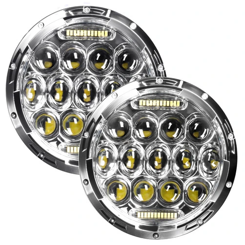 VI9000 7 Inch Led Headlight Round H6024 Led Headlight DOT Approved Hi/Lo Beam DRL Chrome Headlights Compatible With Jeep Wrangler JK JKU TJ LJ CJ Compatible With Chevy,Ford and Mazda Miata etc