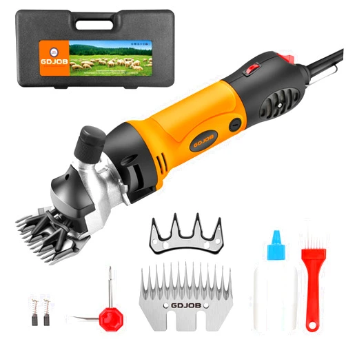 GDJOB Sheep Shears Electric 550W - Upgraded Professional Sheep Clippers 6 Speed Heavy Duty Livestock Haircut for Grooming Sheep Goats Horses Large Dog Thick Coats Animals (2 Blades)