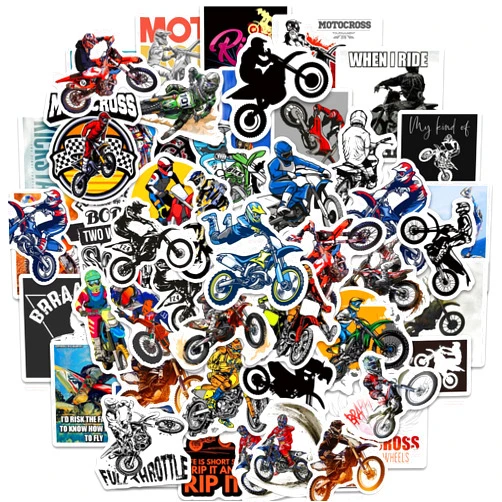 TNCDJKPA 50Pcs Motocross Stickers for Water Bottles Vinyl Dirt Motobike Stickers for Teens Waterproof Motorcycle Stickers Decals for Laptop Scrapbooking Journaling Dirt Bike Stickers