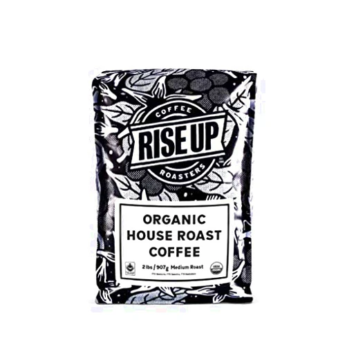 RISE UP COFFEE ROASTERS Organic House Roast, Certified Fair Trade Organic Coffee, 2 Pound, Whole Bean (Organic House)