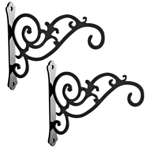 HongKim 2 Pieces 6-Inch Outdoor Indoor Small Decorative Iron Wall Hooks for Hanging Lanterns Solar Lights Hummingbird Feeders Wind Chimes Hangers, Black