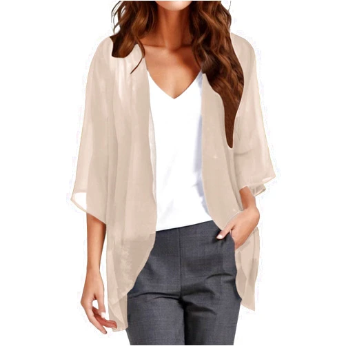 Generic Womens Long Sleeve Casual Open Front Knit Cardigan Sweaters Draped Ruffles Knit Cardigan Sweater Outerwear
