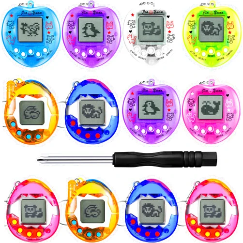 Sosation 12 Pcs Virtual Pets Keychain Egg Fillings for Kids 168 Electronic Digital Pet Easter Retro Handheld Game Machine 90s Toy for Birthday Gift Toddler Party Multicolor(Cute Style)