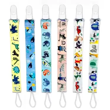PandaEar 6 Pack Baby Pacifier Clips| Universal Neutral Pacifier Holder Binky Clips for Boys and Girls Teething| Most Pacifier Styles and Baby