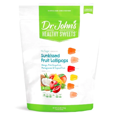 Dr. John's Healthy Sweets Dr. John’s Sugar Free Candy, Healthy Lollipops with Zero Sugar, Low Calorie Snacks, Keto Friendly Hard Candy Sweets, Sunkissed Fruit Tooth, 150 Count, 2.5 LB