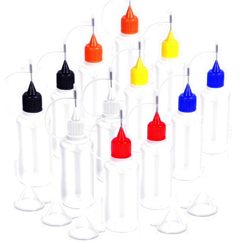 YGDZ 12pcs Precision Tip Applicator Bottles, 30ml Needle Tip Squeeze Glue Bottles for Paint Quilling Craft, 6 Colors Precision Bottles with 5 Mini Funnels