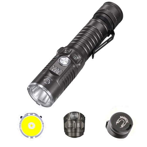 RovyVon Search S21 3000 Lumens Flashlight Super Bright, USB-C Rechargeable Mechanical Switch Pocket Spotlight Flashlight with 400 Meter Beam Distance, Magnetic Tail, IPX8 for Outdoors, Camping