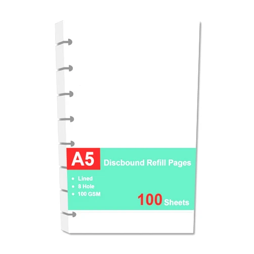 Cheericome Junior Size Refills Paper, A5 Loose Leaf Paper for TUL Custom Note-Taking System Discbound Notebook Planner Inserts, White, Total 100 Sheets/200 Pages, College Ruled, 5.5 X 8.5 Inch