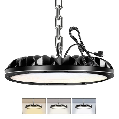 bapro 200W LED High Bay Light UFO Commercial Lights Industrial Shop Light 3000K 10000LM with US Plug 5’ Cable for Warehouse Workshop Garage Factory