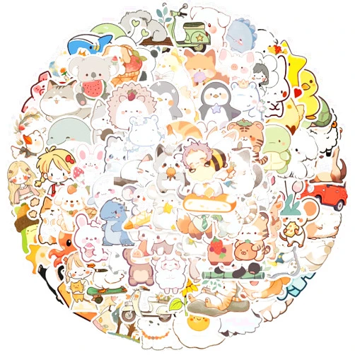 APAREAL 100Pcs Cute Animals Stickers Pack, Anime Cat Dog Koala Stickers for Water Bottles, Luggage, Laptop, Skateboards, School, Students, Scrapbooking, Christmas Gift, Waterproof Kawaii Animal Stickers