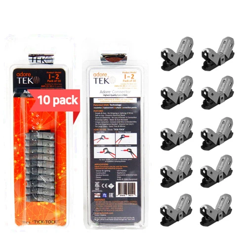 Adoretek I-Type Wire Connector [I-2] NO Need to Peel NO-Splice NO-Tape and Water Resistant Easy Fast and Safe Electrical Insulated Wire Terminals AGW 19~18 (0.75 sqmm) 10A [10 PCS]