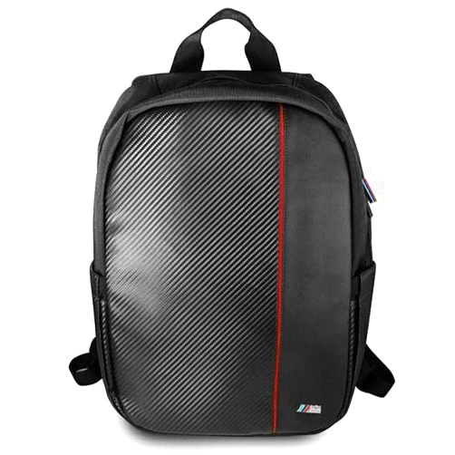 BMW BMBPCO15CAPRBK Backpack 16 Inches Black Carbon Red Stripes