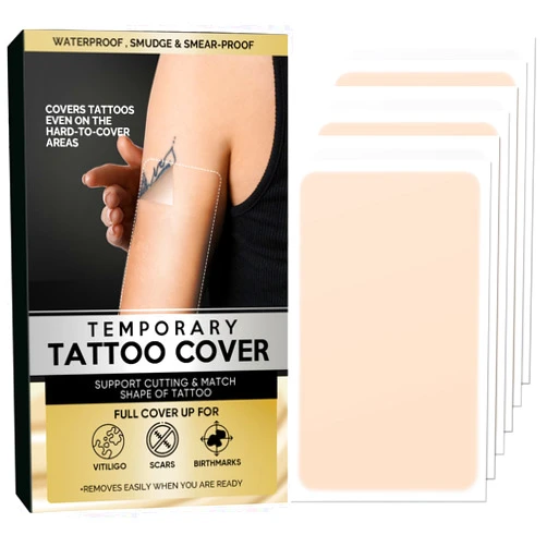 Crislan Tattoo Cover Up Patch, Effective Waterproof Tattoo Cover Up Tape, Ultra Thin Invisible Breathable Patch Concealer Sticker for Tattoo, Scar and Birthmarks, 12 PCS
