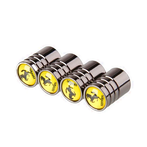SZJSRD 4 Pcs Car Tire Valve Stem Caps for Ferrari 456 F430 Roma Portofino 458 488 F12 812 Emblem Dust Stem Cover Waterproof Wheel Tire Caps Accessories,A, normal