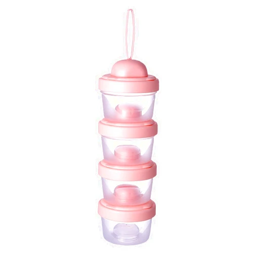 IENYPA 4 Layers Baby Milk Powder Formula Dispenser on The go, Baby Formula Containers for Travel, Formula Holder Mixer, Baby Feeding Snack Storage Container, Portable, Stackable, Non-Spill, BPA-Free