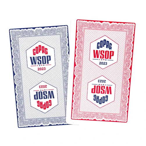 Generic WSOP 2023 Tournament Played 100% Plastic Playing Cards - Narrow Size (Bridge) Blue/Red Double Deck Set (Jumbo Index)
