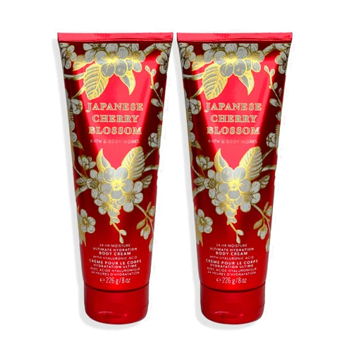 Bath & Body Works Bath and Body Works Japanese Cherry Blossom Body Cream Ultimate Hydration Gift Set For Women 2 Pack 8 Oz. (Japanese Cherry Blossom)