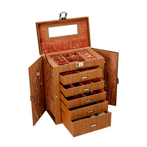 FEIYAN 6 Tier Jewelry Box, Jewelry Case with 5 Drawers, Large Storage Capacity, with Mirror, Lockable, Jewelry Storage Organizer, Gift for Loved Ones