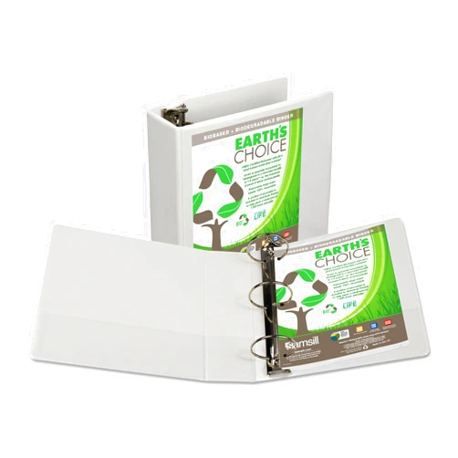 Samsill 18997 Earth's Choice Biobased + Biodegradable Round Ring View Binder 4-Inch Cap White