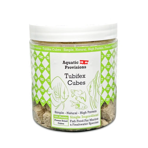 Aquatic Provisions Freeze Dried Tubifex Cubes 1 oz, Fish Food for Freshwater and Marine Aquarium Fish
