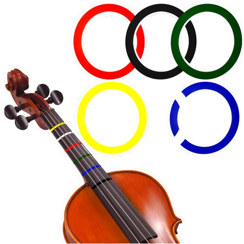 HINGTAI 6 Pcs Violin Finger Tape Fingerboard, Cello Tape Violin Fretboard Stickers, 216 ft/66mm Fingerboard Grip Tape for Beginners Fretboard Orchestral Instruments Guide, Violin Cello Accessories (6 Colors)