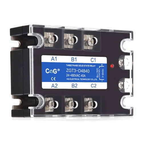 CGELE 3 Phase Solid State Relay SSR-40DA DC to AC Input 3-32VDC to Output 24-480VAC 40A Plastic Cover…