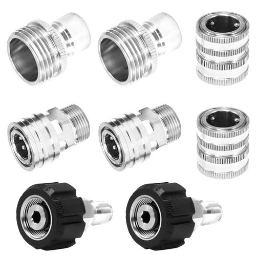 M MINGLE Ultimate Pressure Washer Adapter Set, Stainless Steel Quick Disconnect Kit, M22 Swivel to 3/8 Inch Quick Connect, 3/4 Inch to Quick Release, 8-Pack