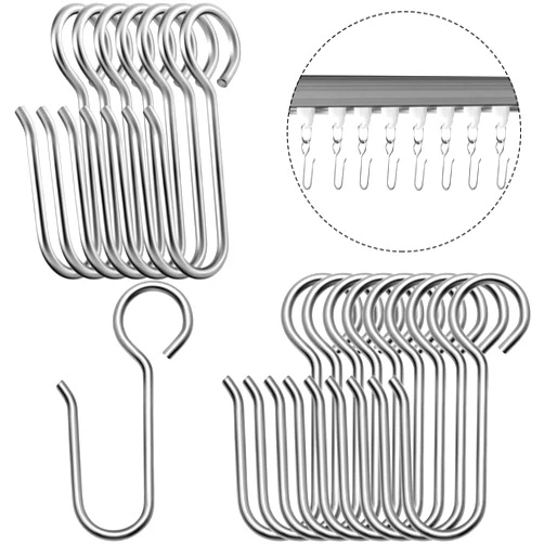 Jetec Metal Curtain Track Hooks S Shaped Small Curtain Metal Drape Wire Hooks for Ceiling Curtain Drape Track