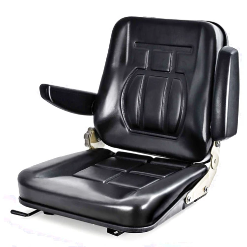 DIYAREA Universal Tractor Seat Replacement Black Forklift Seat PVC Lawn Mower Seat with Adjustable Backrest Angle,Armrests and Slide for Most Heavy Mechanical Seat