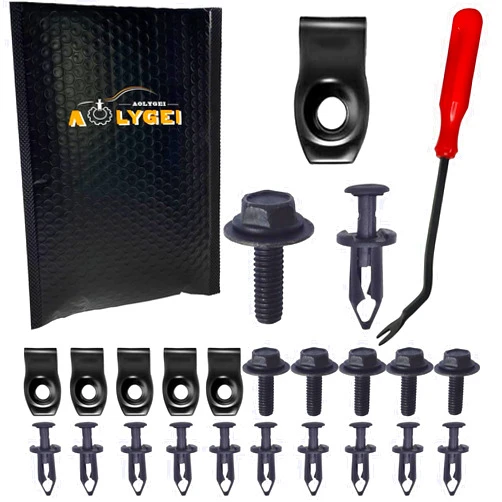 AOLYGEI C67 45PCS Universal Engine Under Cover Splash Shield Guard Body Bolts Bumper Fender Liner Push Retainer Fastener Rivet Clips Compatible with Most Brand of Vehicles