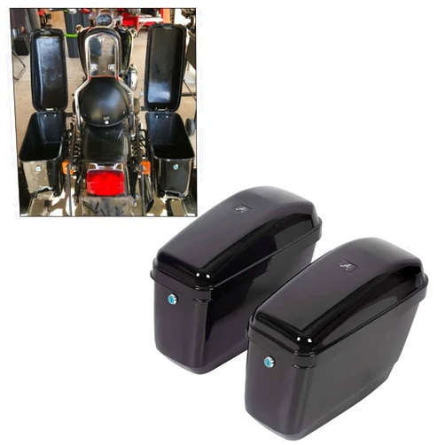 KUAFU Motorcycle Hard Saddlebags Compatible With Yamaha Honda Shadow Kawasaki Vulcan VN Trunk Saddle Bags W/Mounting bracket Black