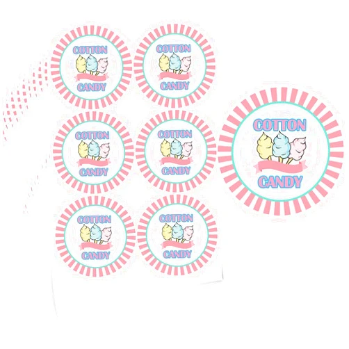 Hodmopli Cotton Candy Party Stickers, 2 Inch Round Labels for Candy Packages, Pink and Blue Pastel Design, 210 Count