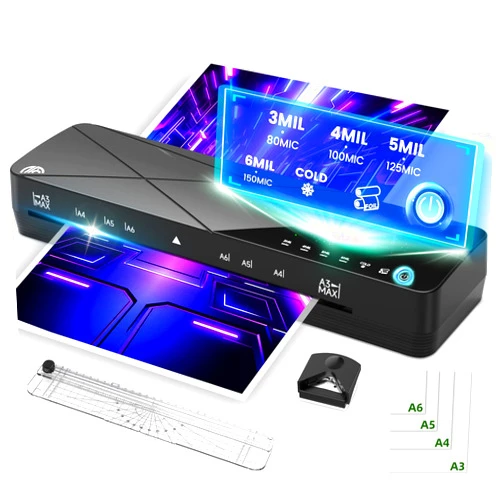 MAXDONE Laminator Machine A3 Laminating Machine - 3-6 Mil Thermal Laminator 13 Inches with Laminating Sheets, 5-in-1 Lamination Machine with 6 Laminating Modes and Auto-Off for Home Office School