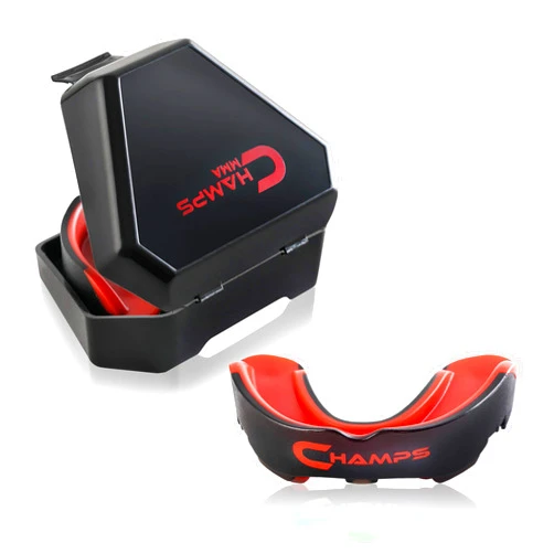 Champs MMA Mouth Guard with Case – Martial Arts Training Equipment Mouthpiece– Wrestling Mouthguard for Boxing, Muay Thai, Contact Sports for Adults and Kids 10+ Boxing Equipment
