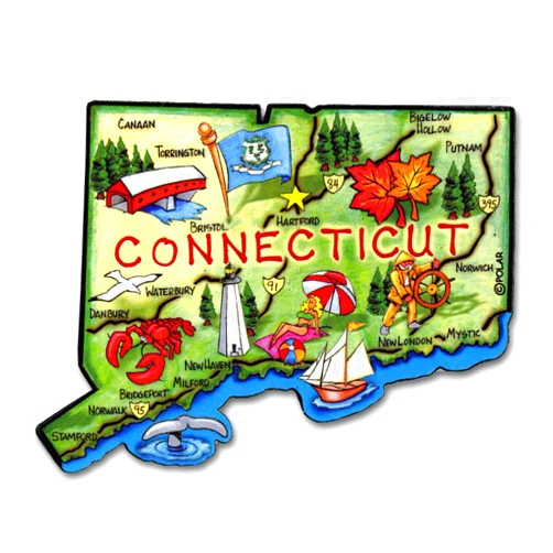 Souvenir Destiny Connecticut State Decowood Jumbo Wood Fridge Magnet 3