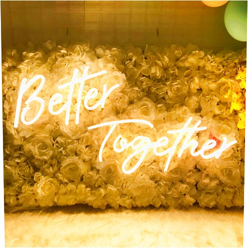 Divatla Better Together Warm White Neon Sign Wall Sign for Wedding Decorations, 16''*9'' & 23''*9'' Backdrop, Bedroom Wall Decor LED Tube Sign Large Enough for Decoration