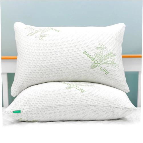 Elif Home Goods 2 Pack Queen Size Rayon Derived from Bamboo Pillow, Shredded Memory Foam Bed Pillows Sets for Side, Back and Stomach Sleepers, Washable Cover, Cooling and Adjustable, Queen (Pack of 2)