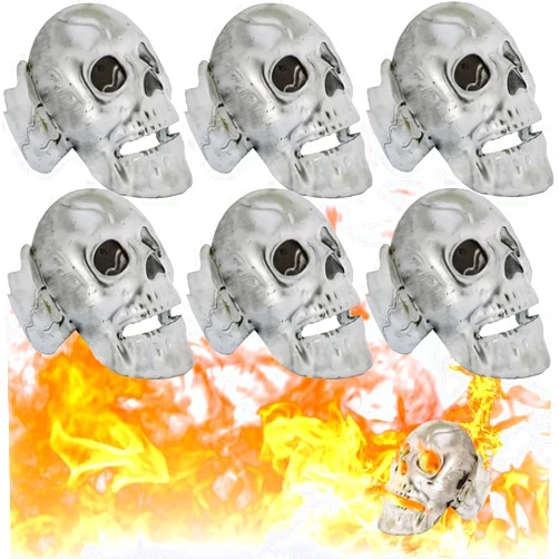 PKzoi 6PCS Fireproof Fire Pit Skull Made of Iron | for Bonfire, Campfire, Fireplace, Firepit | Halloween Decor | for Gas, Propane, or Wood Fires | Fireproof Refractory(4.5 Inch)