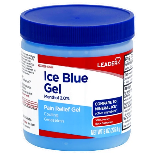 Leader Mineral Ice Blue Pain Relieving Gel, Greaseless, Fast-Acting Topical Analgesic Cooling Therapy for Muscle and Joint Pain, Long-Lasting Relief from Backache, Arthritis, and Sports In (Pack of 4)