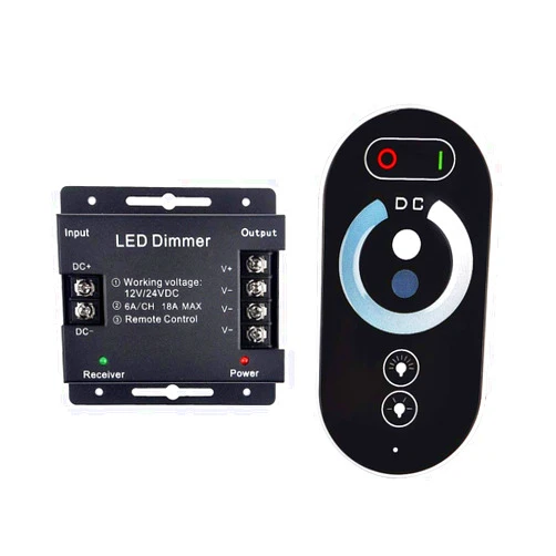 INHDBOX Dimmer Switch, DC 12V-24V 18A PWM LED Light Strip Dimmer with Dimmable Slide Remote Control, Adjust Brightness Dimmer Light Switch