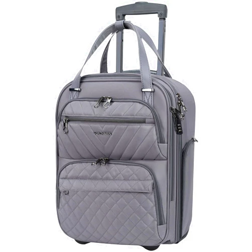 KROSER Carry On Underseat Multi-functional, 16-inch Underseater Lightweight Overnight Suitcase for Men Women, Grey