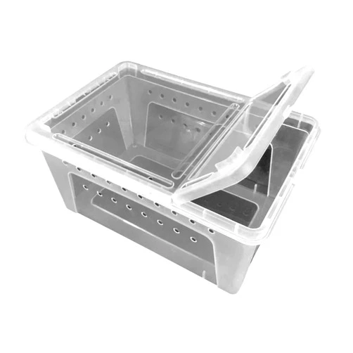 Jungle Bob - Clear Plastic Reptile Terrarium Box - Easy Pet Transportation - Enclosure for Small Herps - Side Ventilation - Clear View - Fade Resistant - Glossy Finish - Medium - 10.25