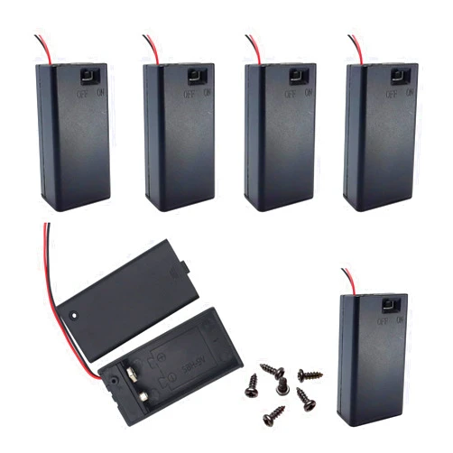Lpdphanxfkx 9V Battery Holder, 6 Pcs 9V Battery Case with ON/Off Switch, 9V Battery Box, 9V Battery Holder with Leads, 9V Battery Box for 9V Battery