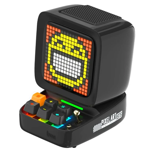 Divoom Ditoo Retro Pixel Art Game Bluetooth Speaker with 16X16 LED App Controlled Front Screen (Black)
