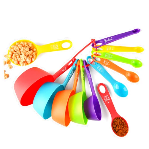 Esie Houzie Measuring cups and spoons set of 12, Plastic Colorful Measuring Cups Meausuring Spoons Stackable for Measuring Dry and Liquid Ingredients Great for Baking and Cooking(Random Color)