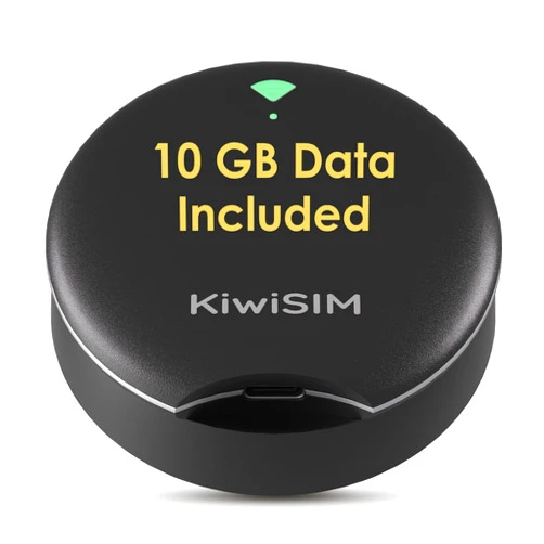 KiwiSIM UFO Mobile Hotspot with Data 10GB-30Days, Portable Pocket WiFi 6 & 4G LTE Hotspot l MiFi, Support AT&T, T-Mobile, Verizon, 10 Devices, USA Coverage, No SIM Card Required, No Contract, Black