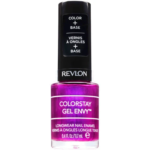 Revlon ColorStay Gel Envy Longwear Nail Polish, with Built-in Base Coat & Glossy Shine Finish, in Plum/Berry, 415 What Happens in Vegas, 0.4 oz