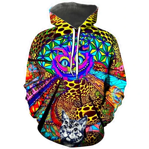 Hisayhe Trippy Hoodies Tops Psychedelic Hooded Pullover Sweatshirt for Men