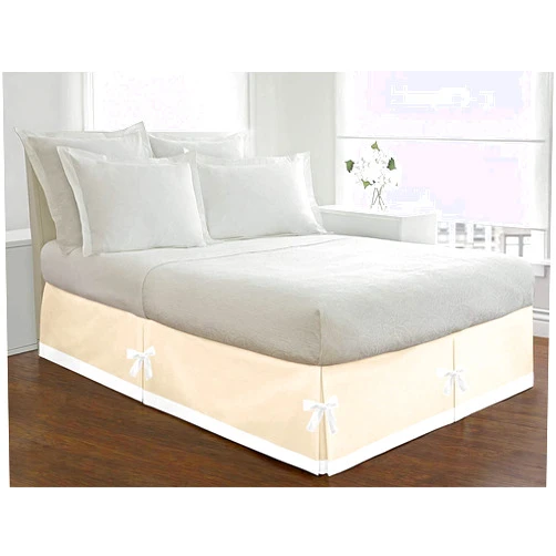 PG Beddings 1 Piece Two Tone Split Corner Tie Bed Skirt, 10 Inch Drop Length 100% Egyptian Cotton, 1000 Thread Cotton, Olympic Queen Size (66